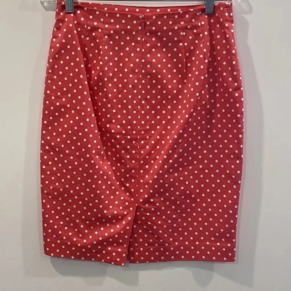 Ann Taylor Pink White Polka Dot Flat Front‎ Pencil Skirt Womens Size 2 (835) - Picture 3 of 6
